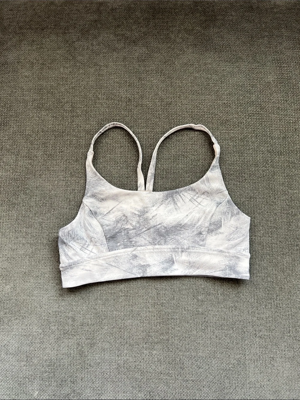 lululemon athletica White and Gray Marble Print Sports Bra
